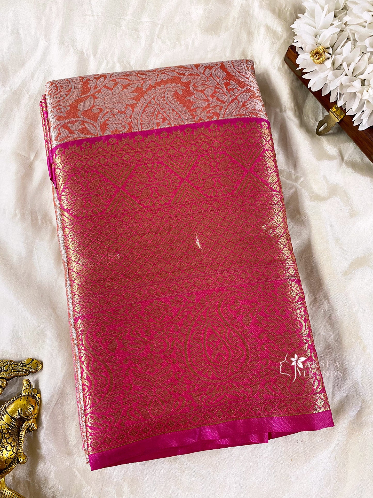 Bridal Silk Saree -Rose Pink Aksha Trends