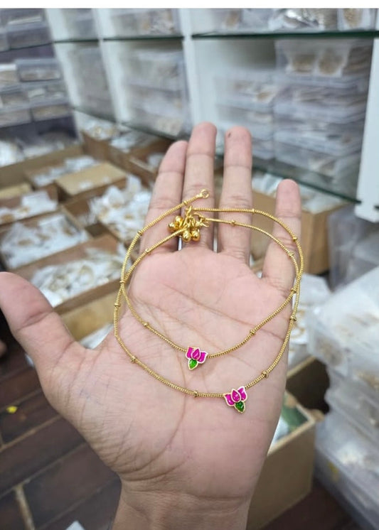 Premium Lotus kemp Anklet / kolusu Aksha Trends