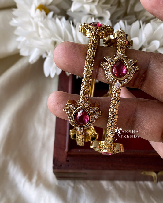 Victoria Lotus bangles Ruby (2pc) Aksha Trends