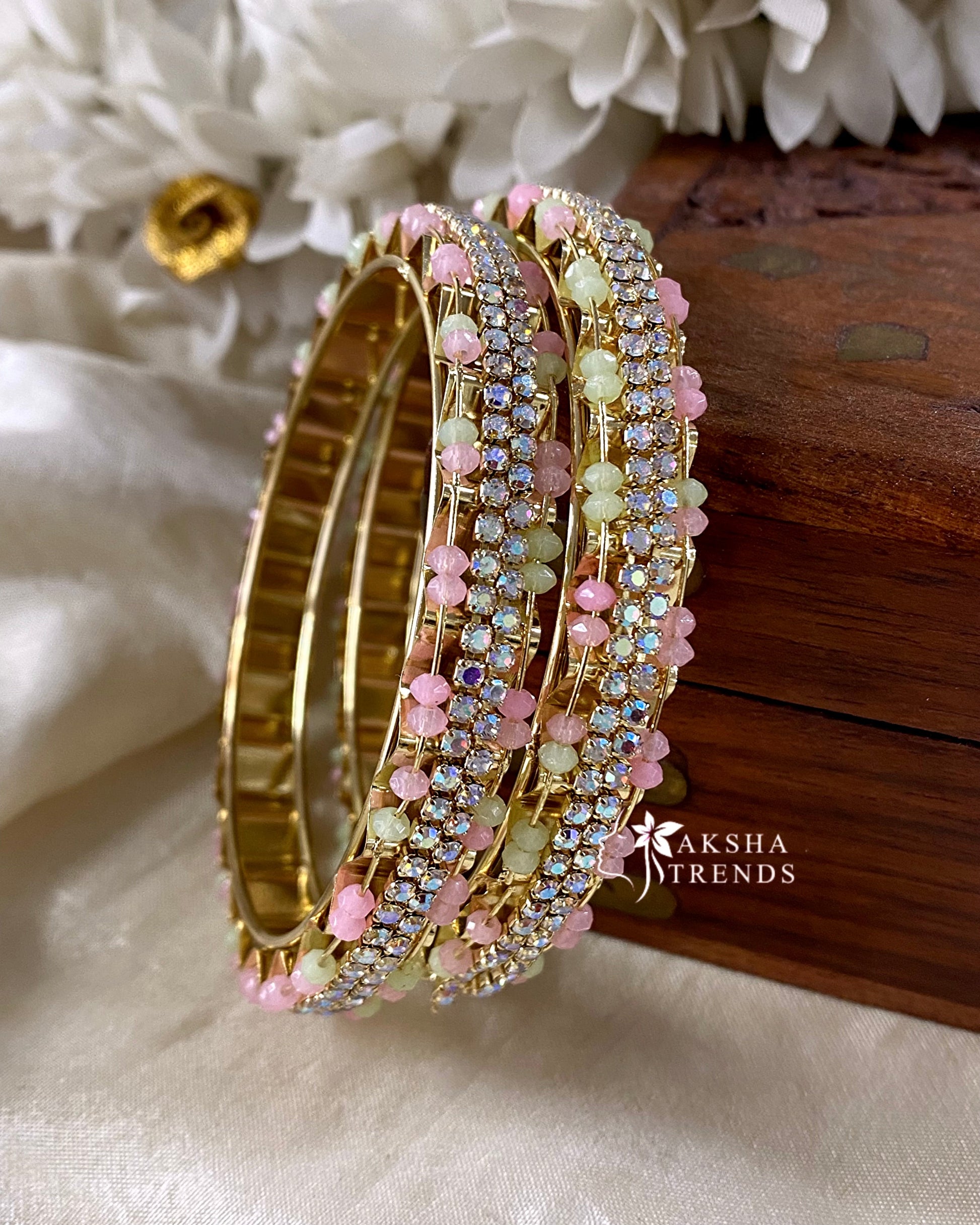 Fancy stone Multi bead Bangles (2pc) Aksha Trends