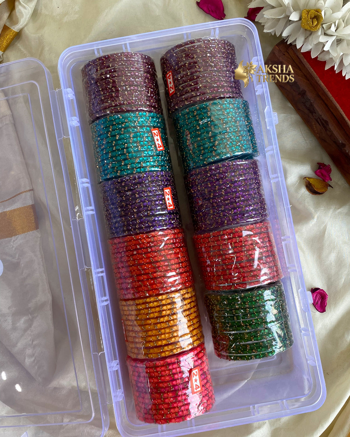 2.6 SIZE -Oval drop Glass Bangles (12pc /one colour) Aksha Trends