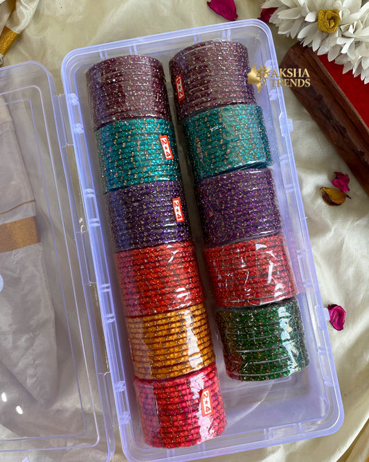 2.6 SIZE -Oval drop Glass Bangles (12pc /one colour) Aksha Trends