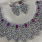 Silver floral diamond necklace -Ruby Aksha Trends