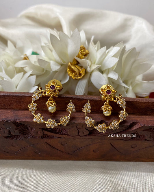 Floral diamond Earrings -Ruby Aksha Trends