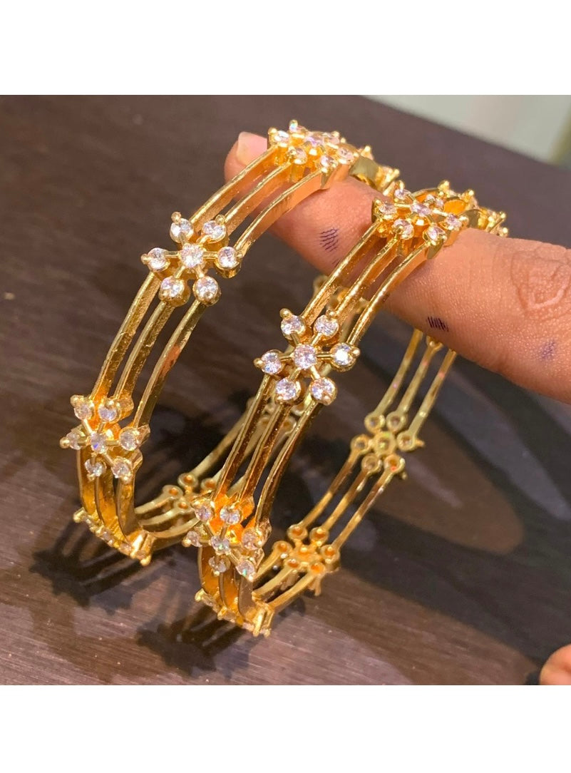 Golden floral bangles (2pc) Aksha Trends