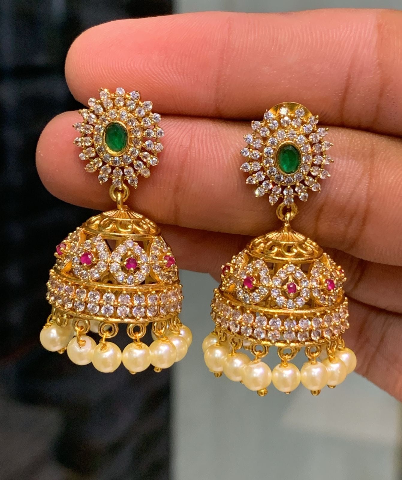 Premium American diamond jhumkas Aksha Trends