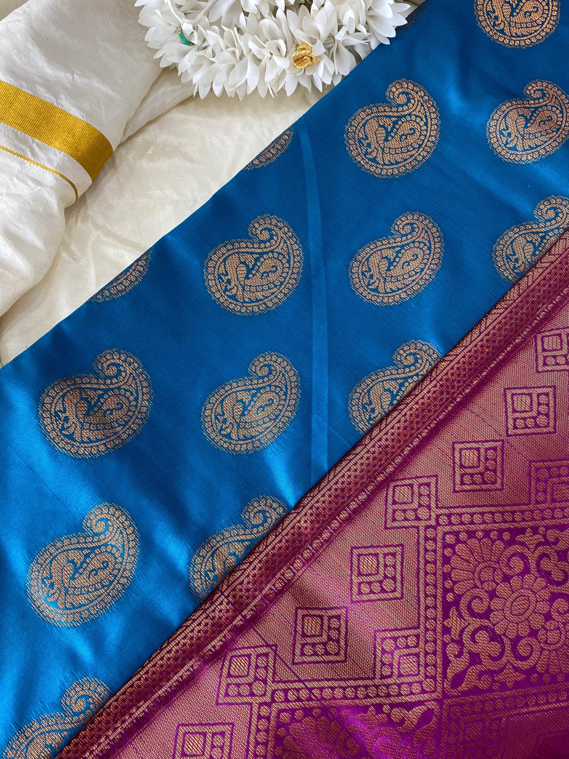 Kanchi Pattu Saree -Blue Aksha Trends