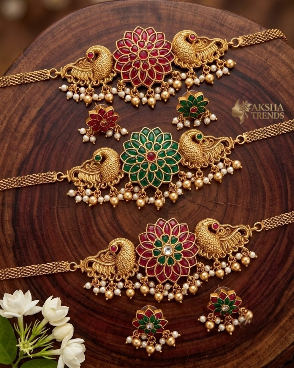 Antique peacock kemp choker Aksha Trends 