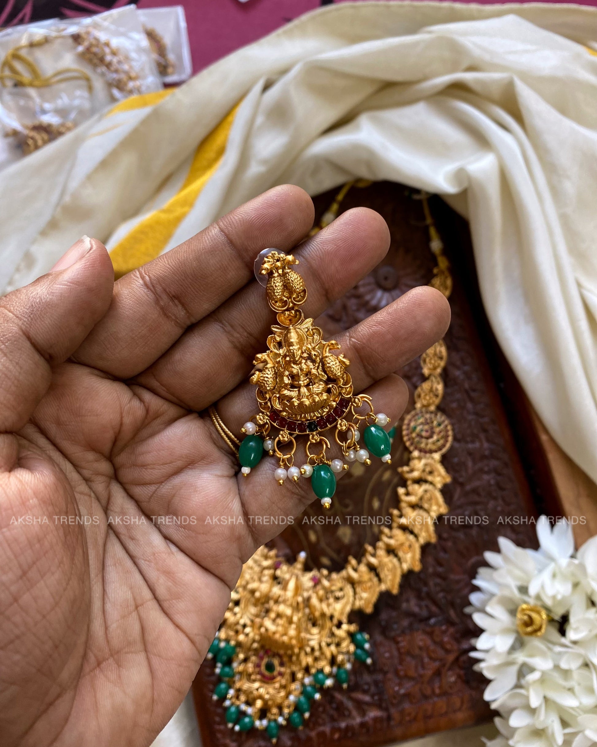 Agalya Bridal haram -Green Aksha Trends