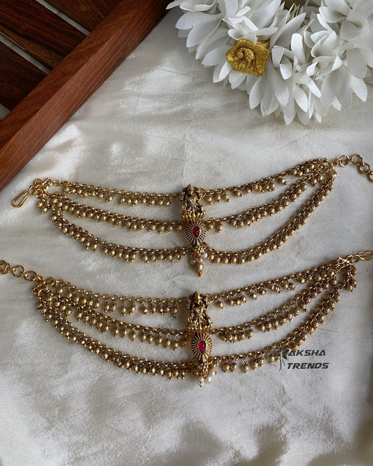 Lakshmi gold earchain -3 layer Aksha Trends
