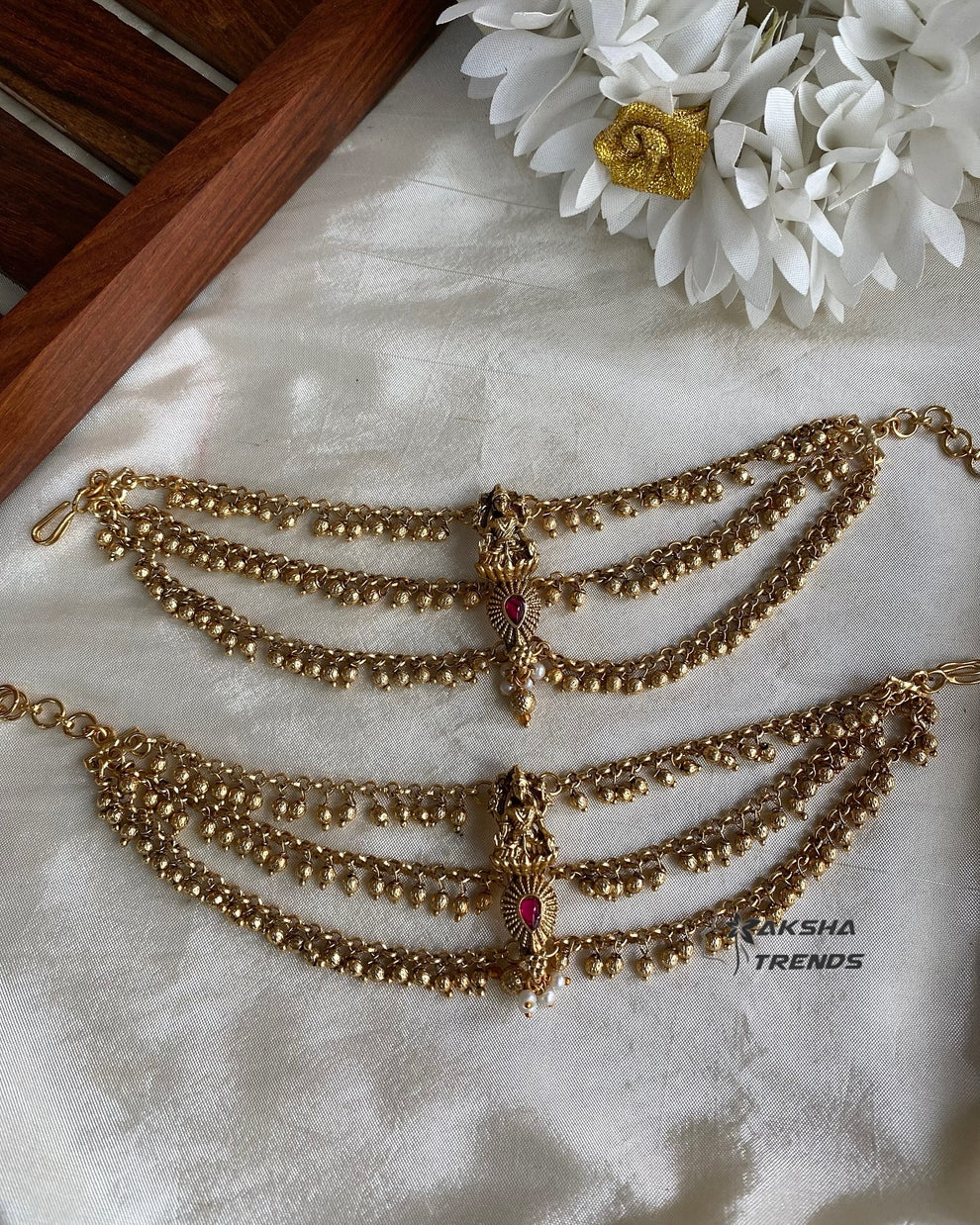 Lakshmi gold earchain -3 layer Aksha Trends 