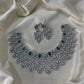 Silver floral diamond necklace -Green Aksha Trends