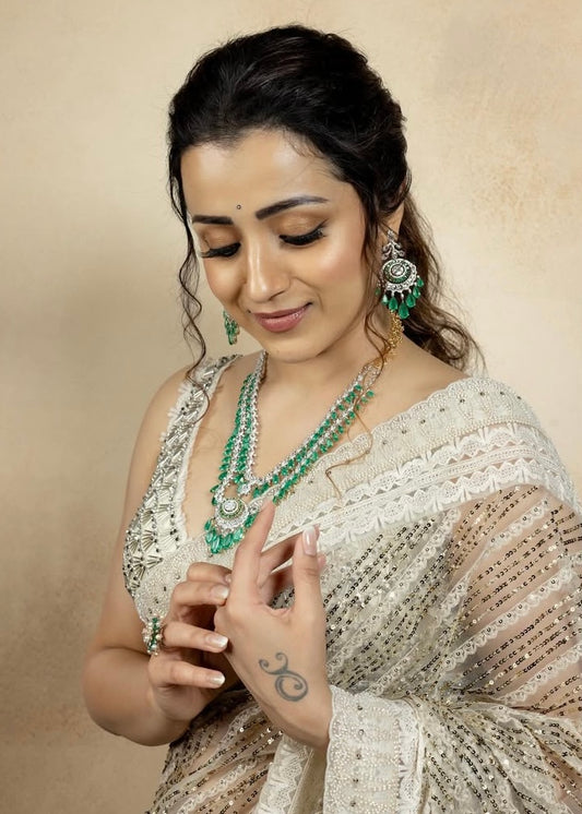 Trisha -3 layer Emerald short haram Aksha Trends