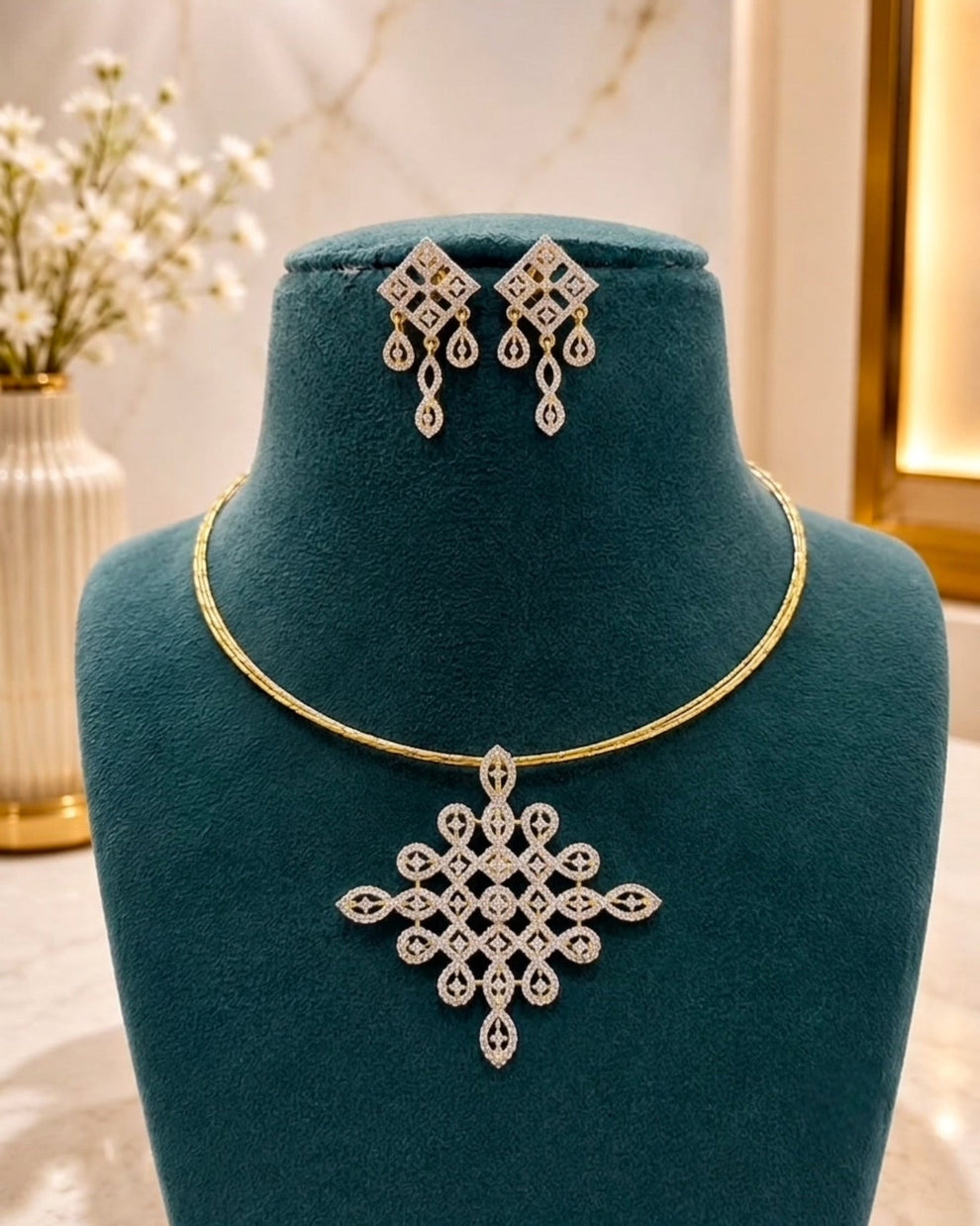 Kolam diamond necklace Aksha Trends 