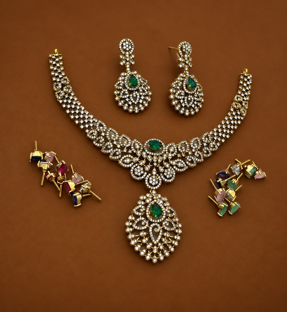 5in1 colour changeable diamond necklace Aksha Trends 