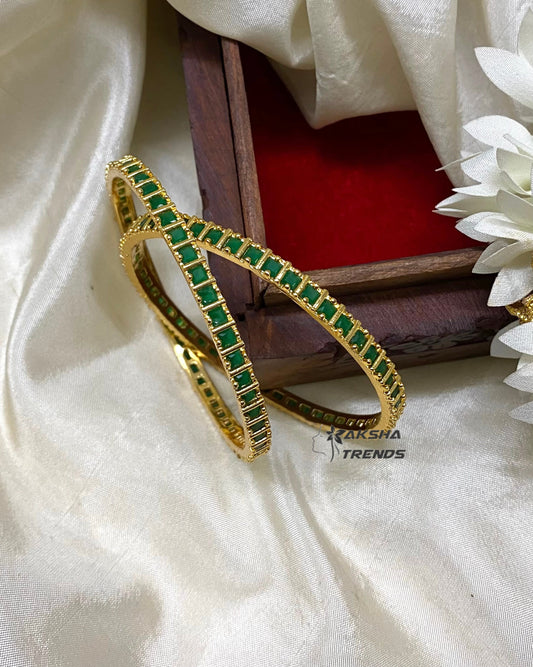 Premium block stone bangles (2pc) -Green Aksha Trends