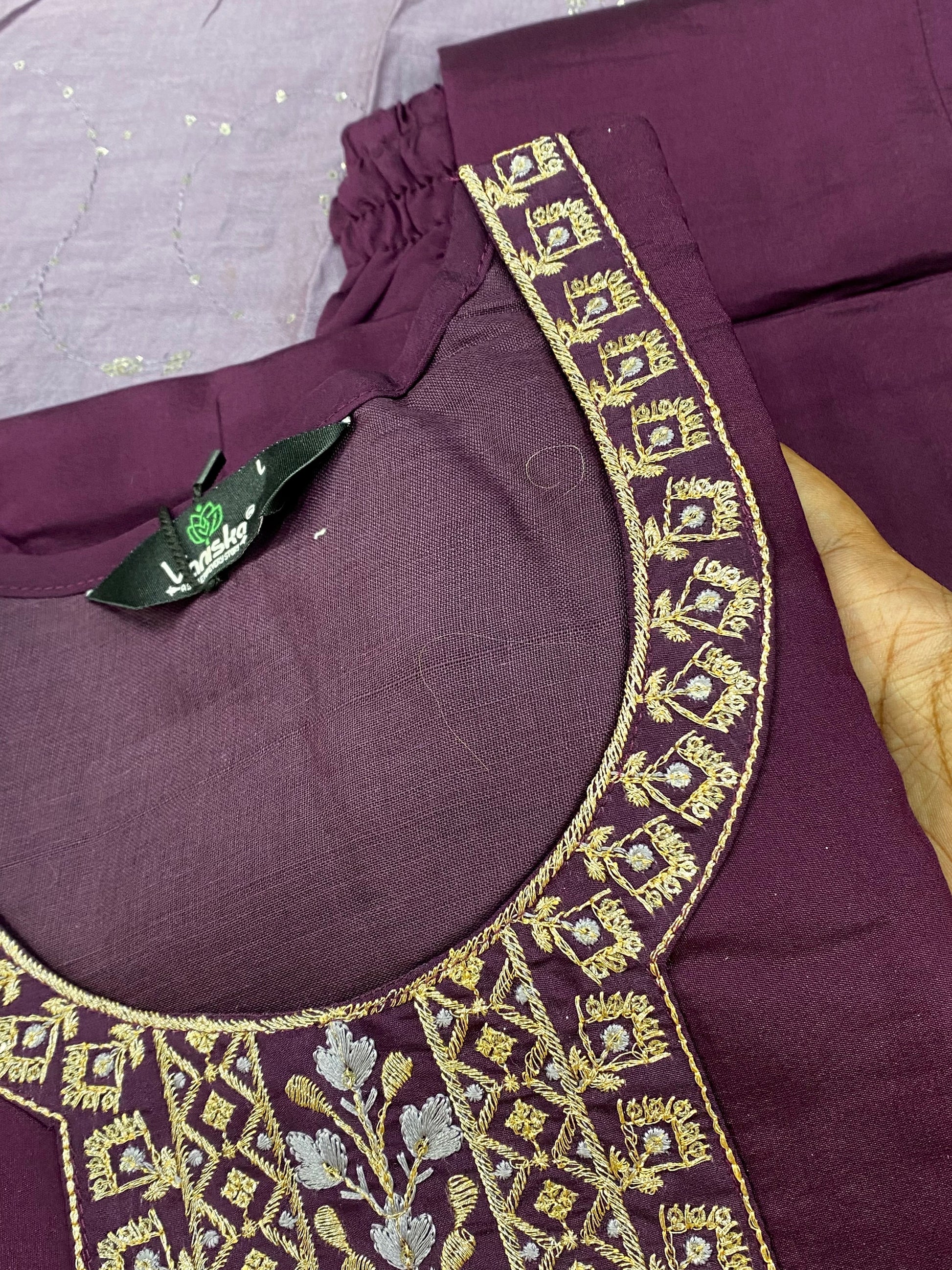 Cotton Silk Kurti Set -Purple Aksha Trends