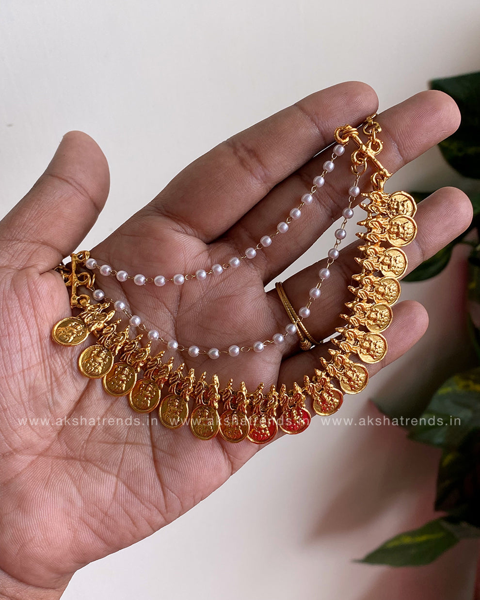 Bridal earchain maati -3 layer kasumalai gold Aksha Trends 