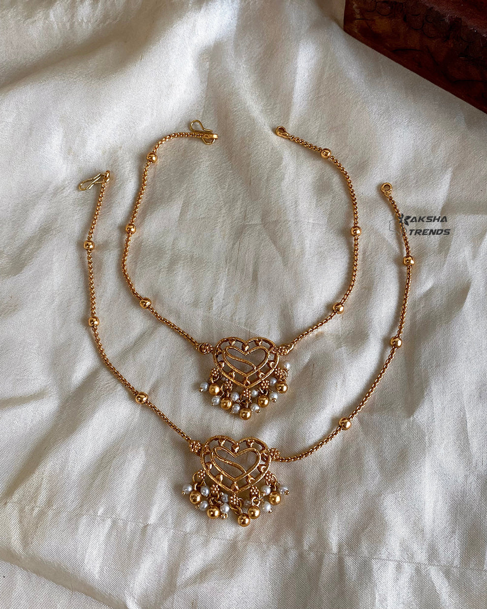 Antique Heart Anklet / kolusu (10.5 inch) Aksha Trends 