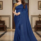 Khadi Cotton Saree -Blue Aksha Trends