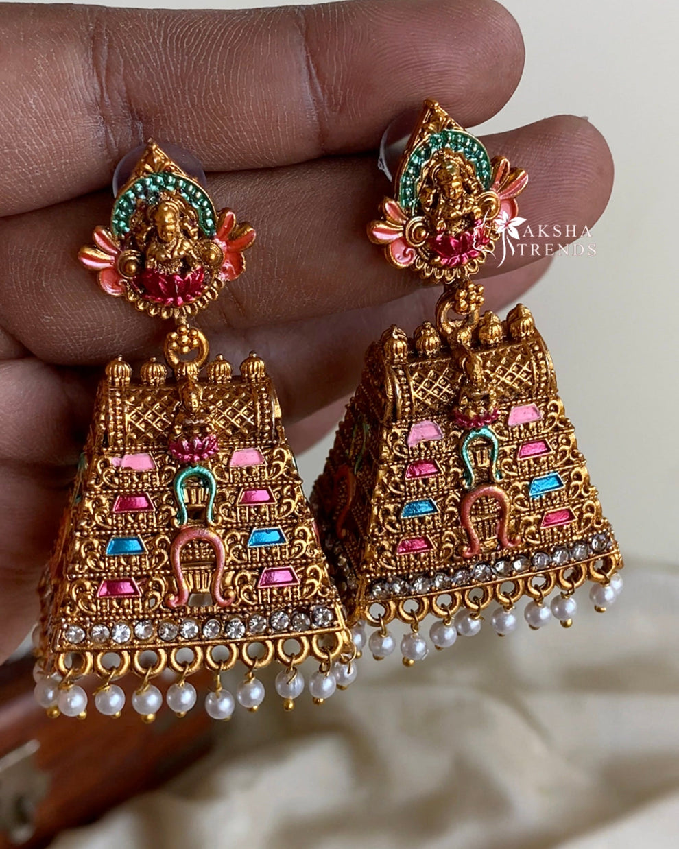 Antique Temple Gopuram Jhumka -Big Aksha Trends 