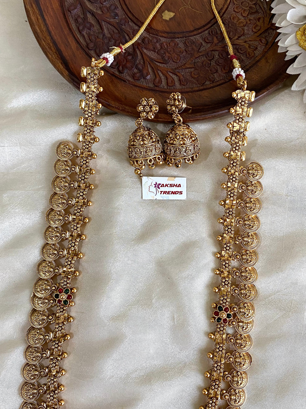 Antique Kasumalai bridal haram Aksha Trends 