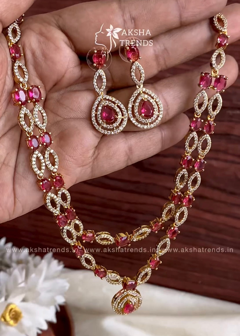 Premium 2layer trendy diamond necklace Aksha Trends 