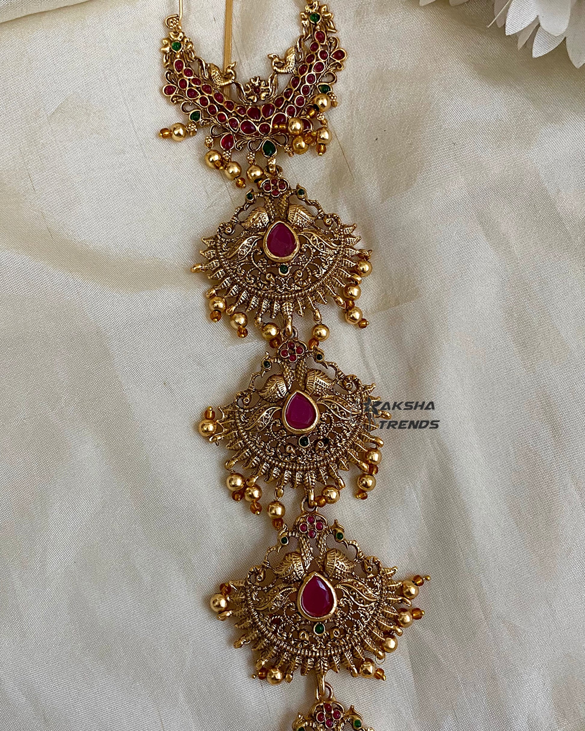 Jadai billa peacock ruby -short Aksha Trends