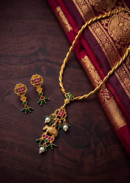 Antique Pichwai kemp choker Aksha Trends