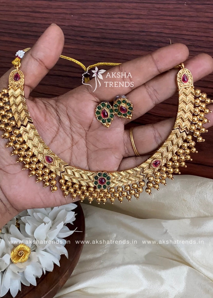 Bridal gold Necklace Aksha Trends