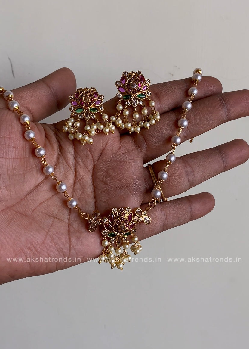Pearl lotus choker Aksha Trends 