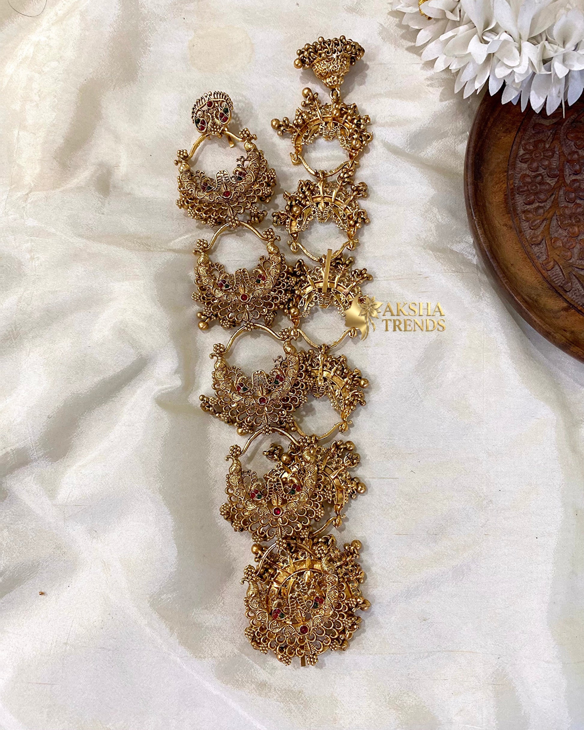 Peacock Rings Bridal Jadai billa -long Aksha Trends