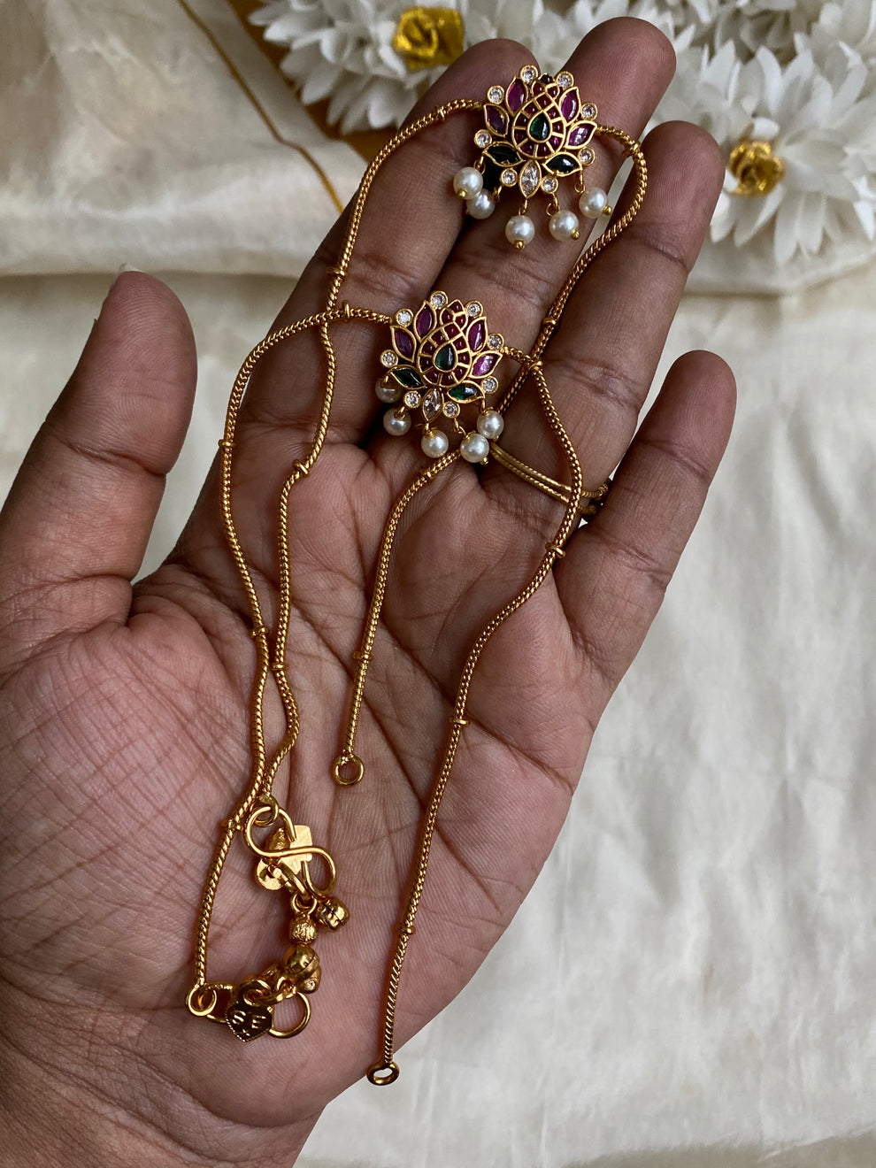 Premium lotus kemp Anklet / kolusu Aksha Trends 