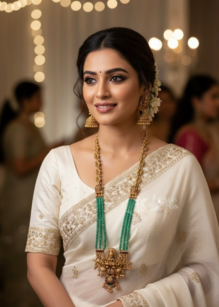 Lakshmi bead haram -Mint Green Aksha Trends 