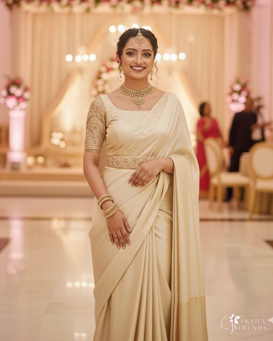 Satin Silk -Cream Gold Aksha Trends