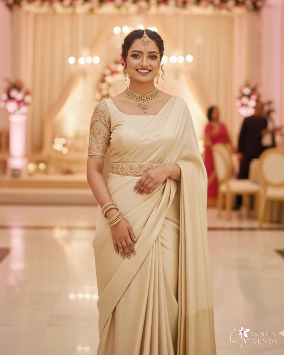 Satin Silk -Cream Gold Aksha Trends 