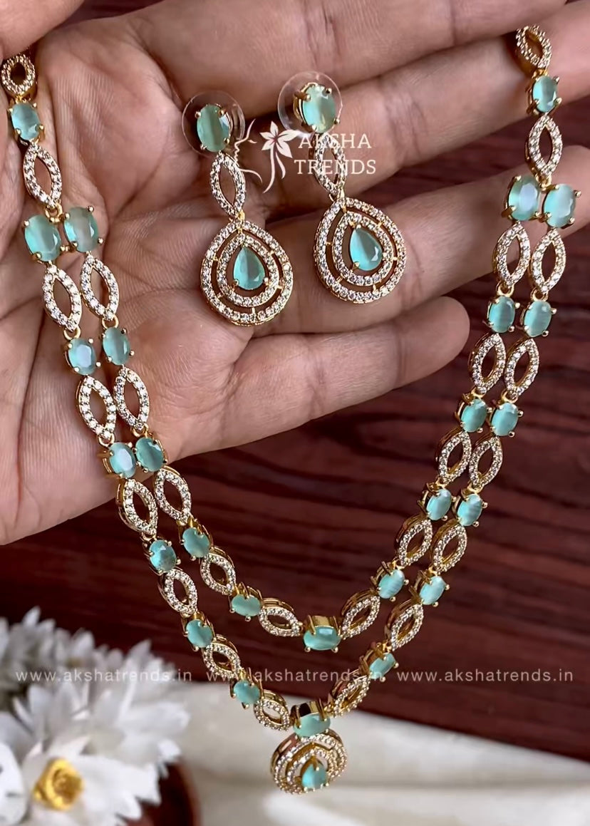 Premium 2layer trendy diamond necklace Aksha Trends 