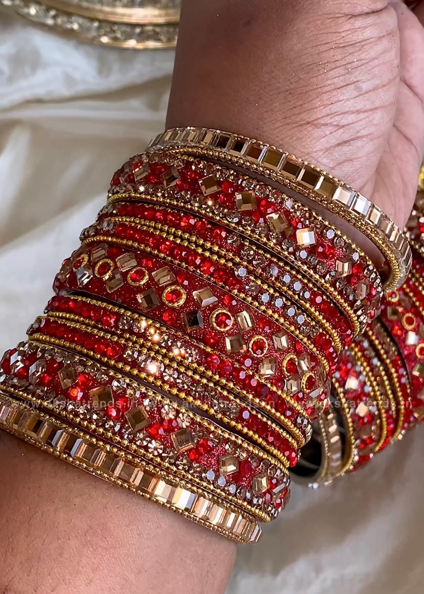 2.8 SIZE -Kundan stone Bridal Set Bangles (18pc/one colour) Aksha Trends