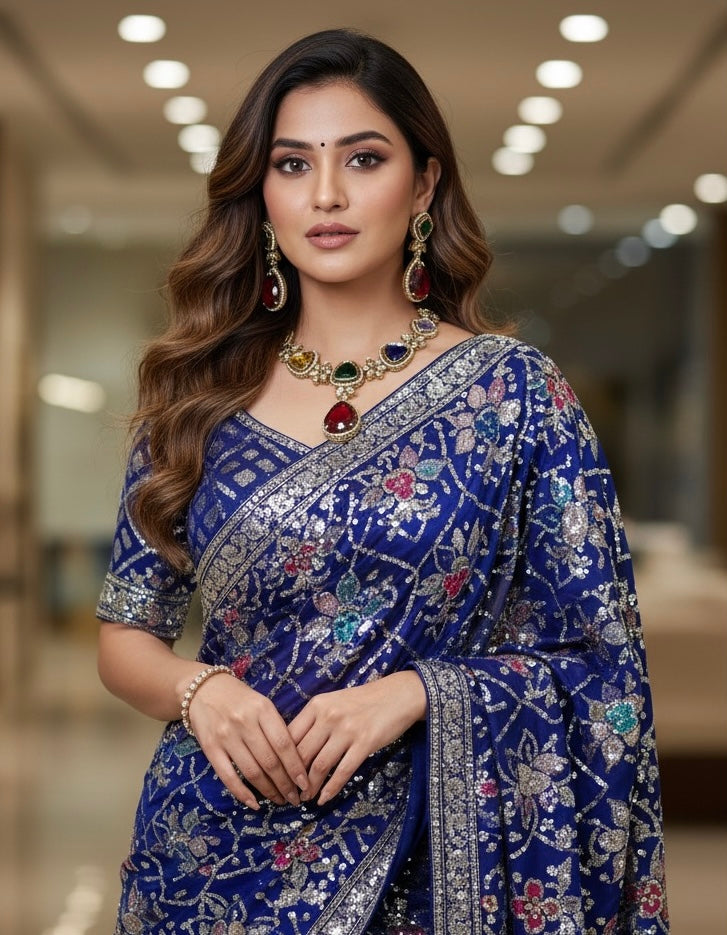 Navratna Victorian diamond Necklace Aksha Trends 