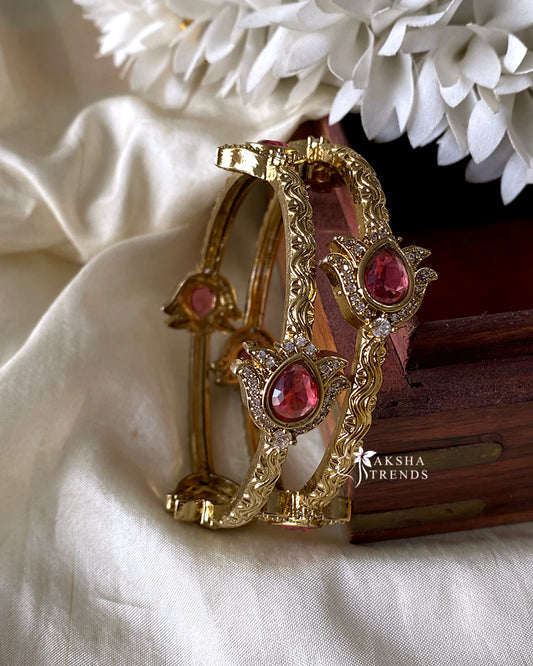 Victoria Lotus bangles Ruby (2pc) Aksha Trends