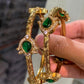 Lotus gold bangles Green (2pc) Aksha Trends