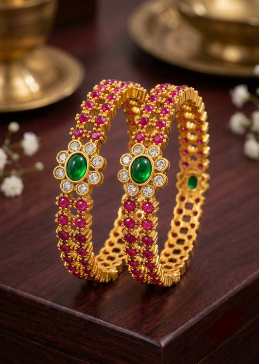 Antique floral stone bangles (2pc) Aksha Trends