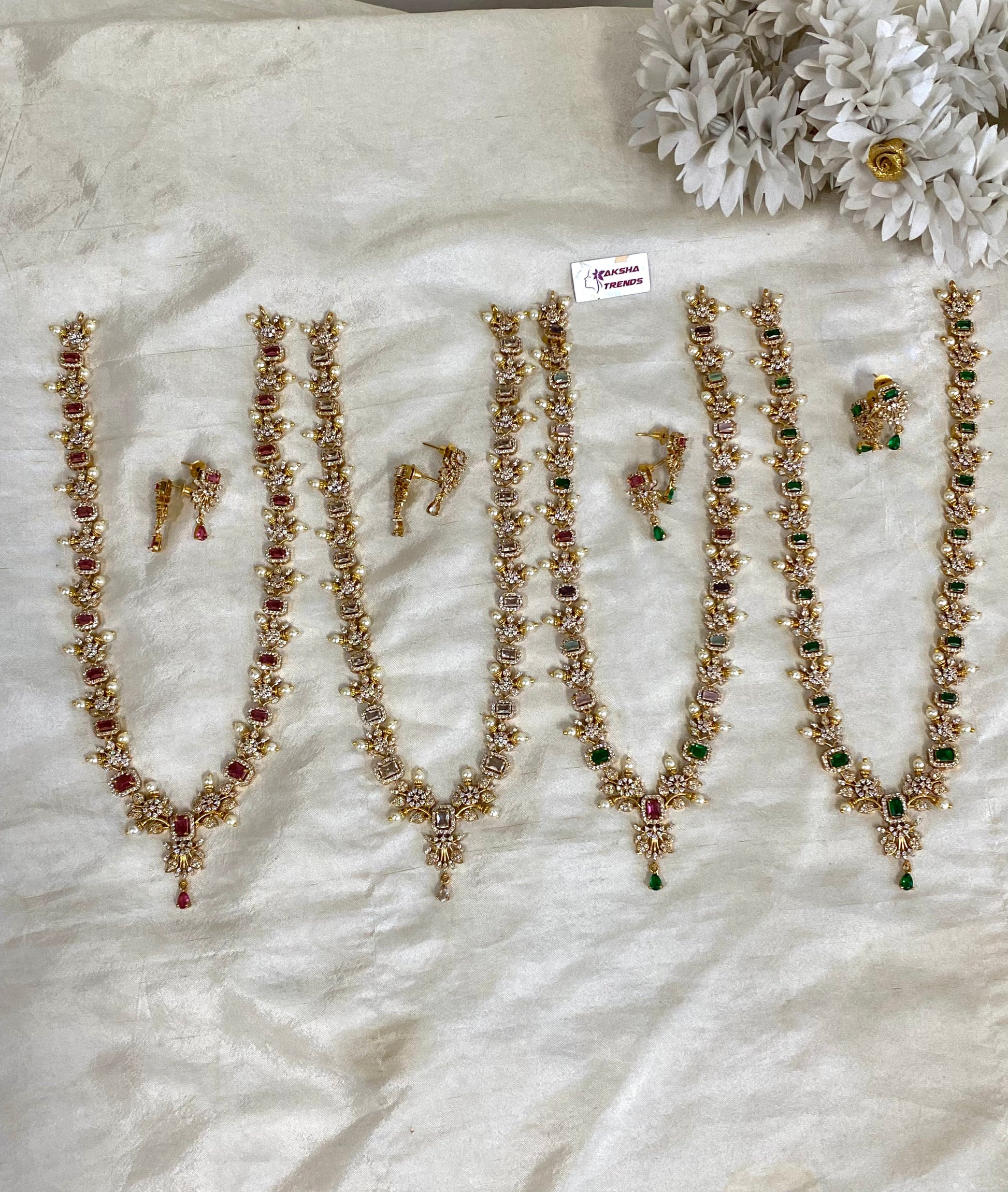 Pearl floral diamond haram Aksha Trends