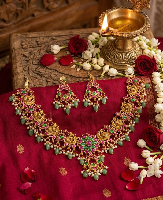 Peacock kemp bridal necklace Aksha Trends