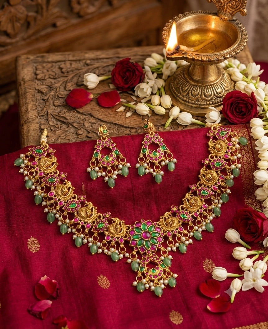 Peacock kemp bridal necklace Aksha Trends 