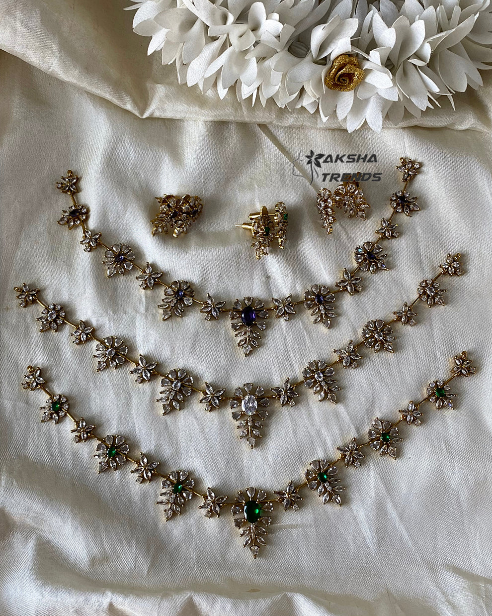 Floral diamond Necklace Aksha Trends 