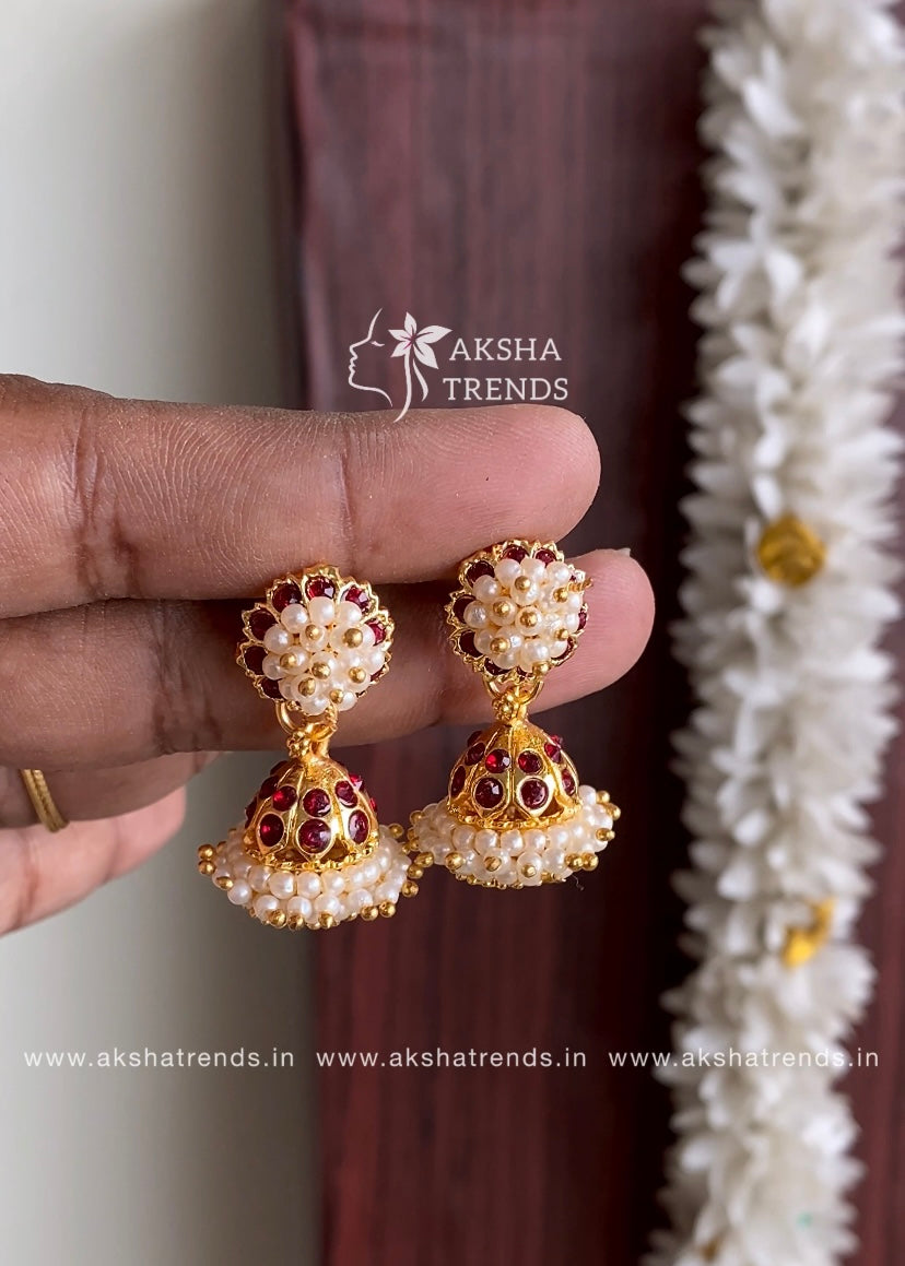 Premium kemp Jhumka -Ruby Aksha Trends