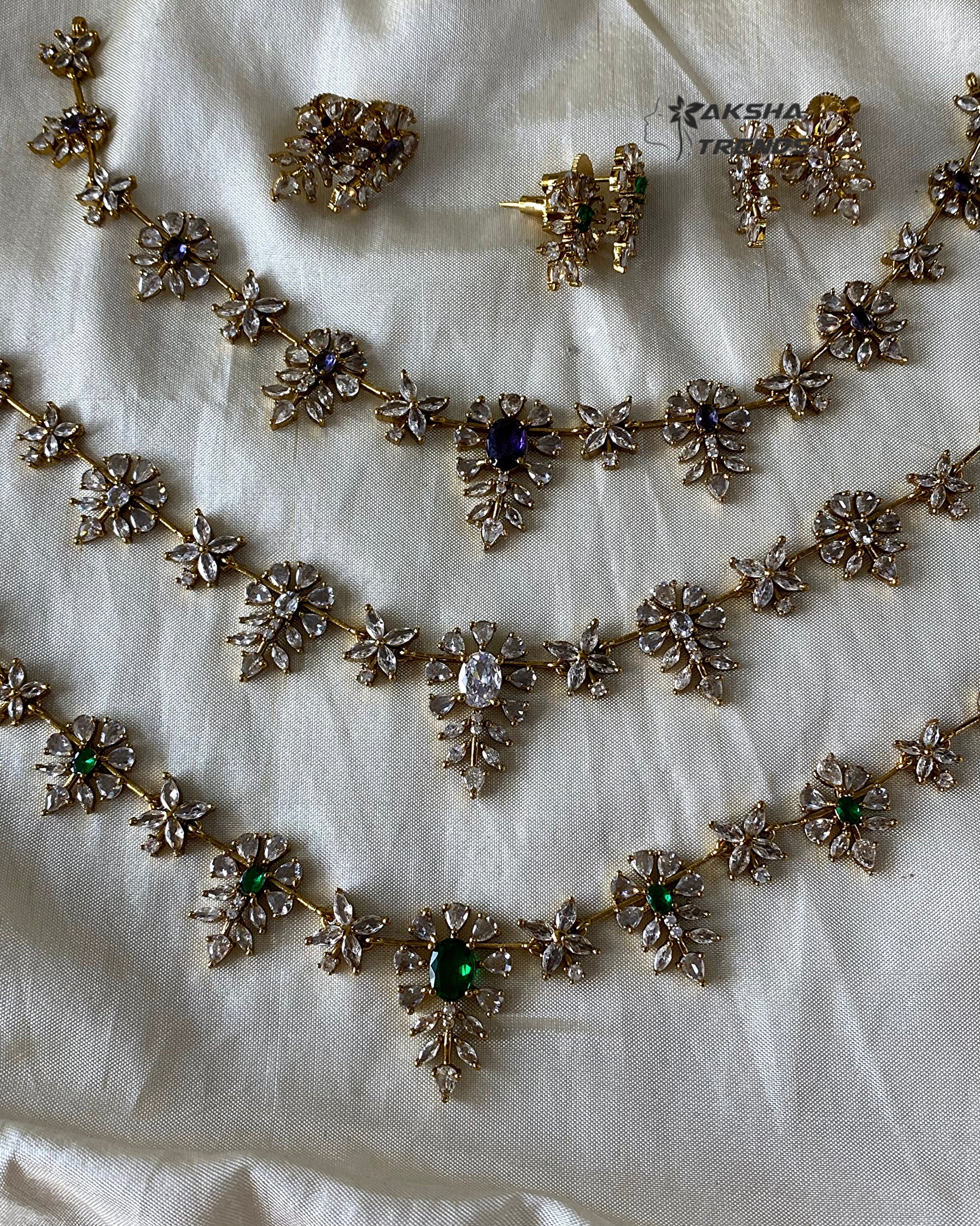 Floral diamond Necklace Aksha Trends