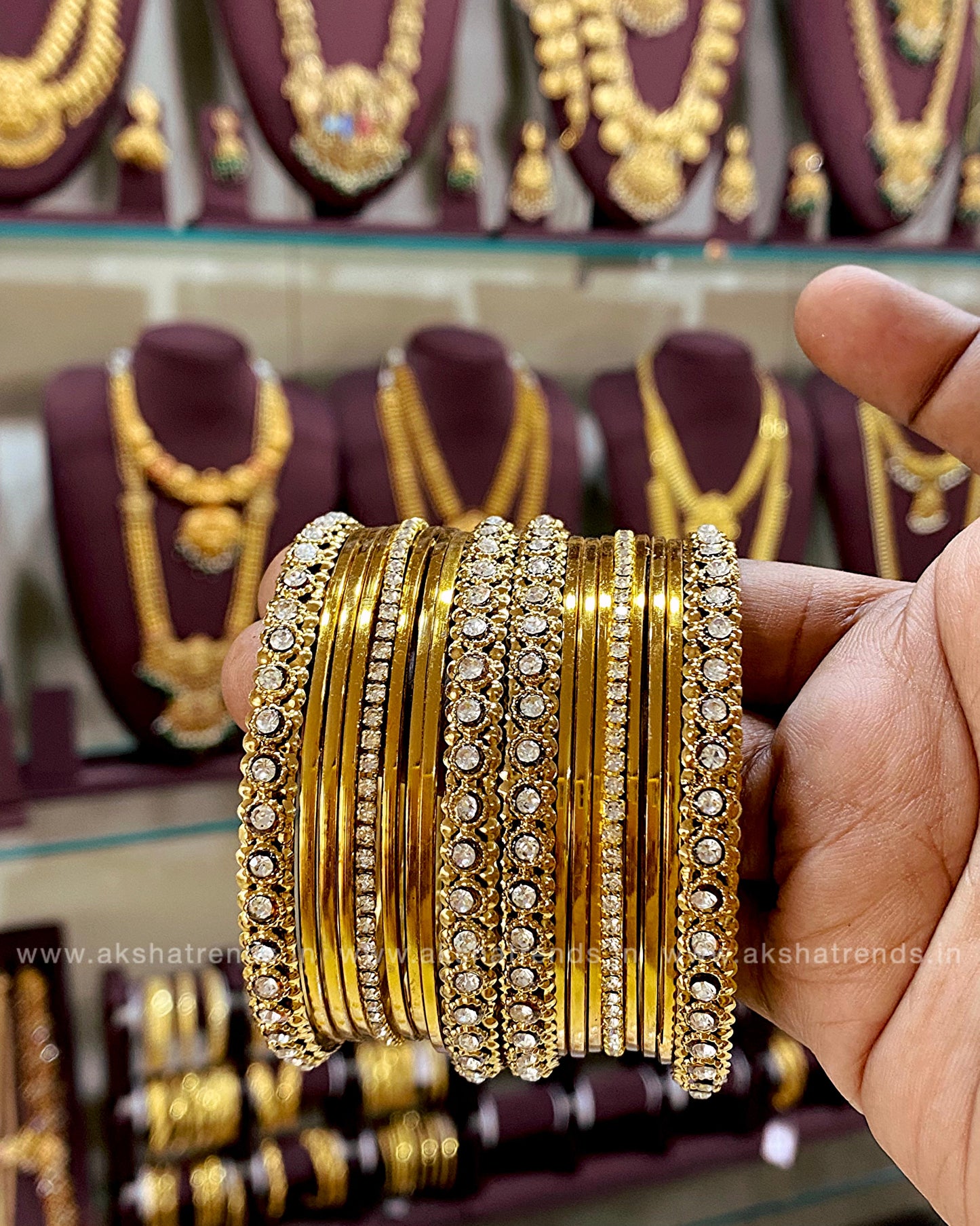 Mehandi gold stone work Bangles Aksha Trends