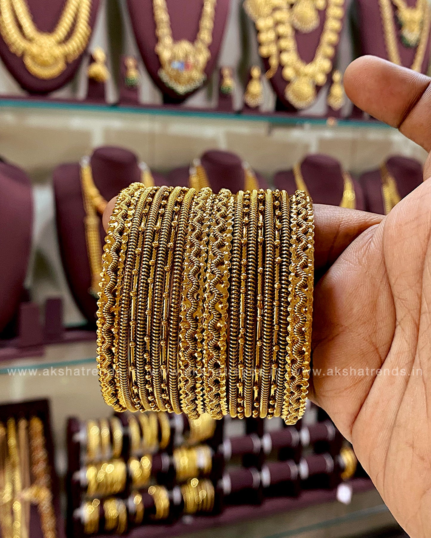 Mehandi gold steel Bangles Aksha Trends